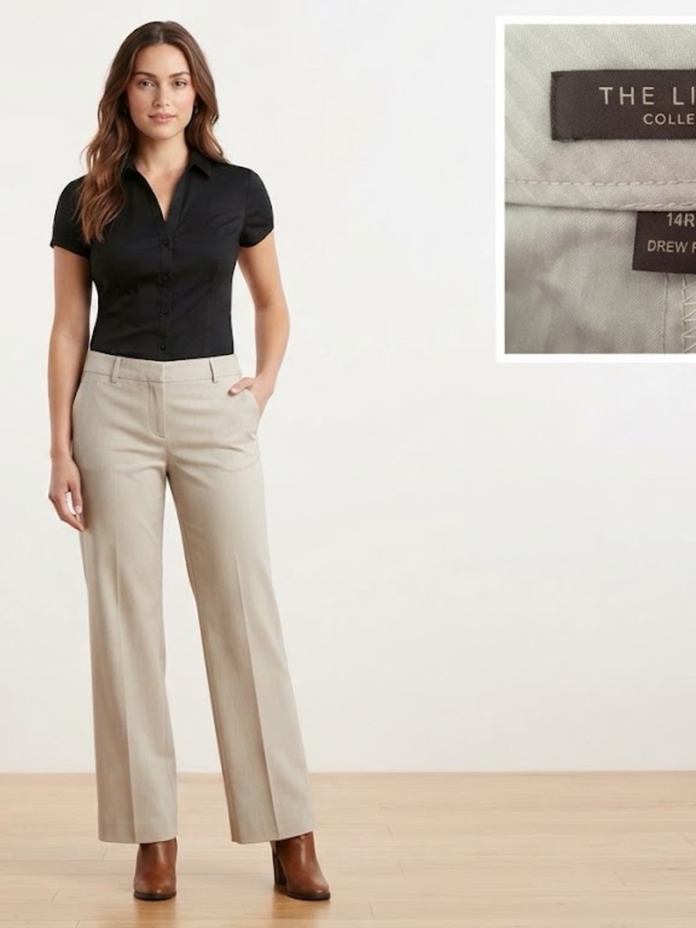 The Limit Drew Fit Tan Dress pants Size 14R Career Office